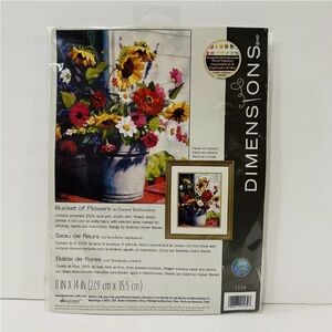 Dimensions Crewel Embroidery Kit Bucket of Flowers 1534 on Printed Fabric